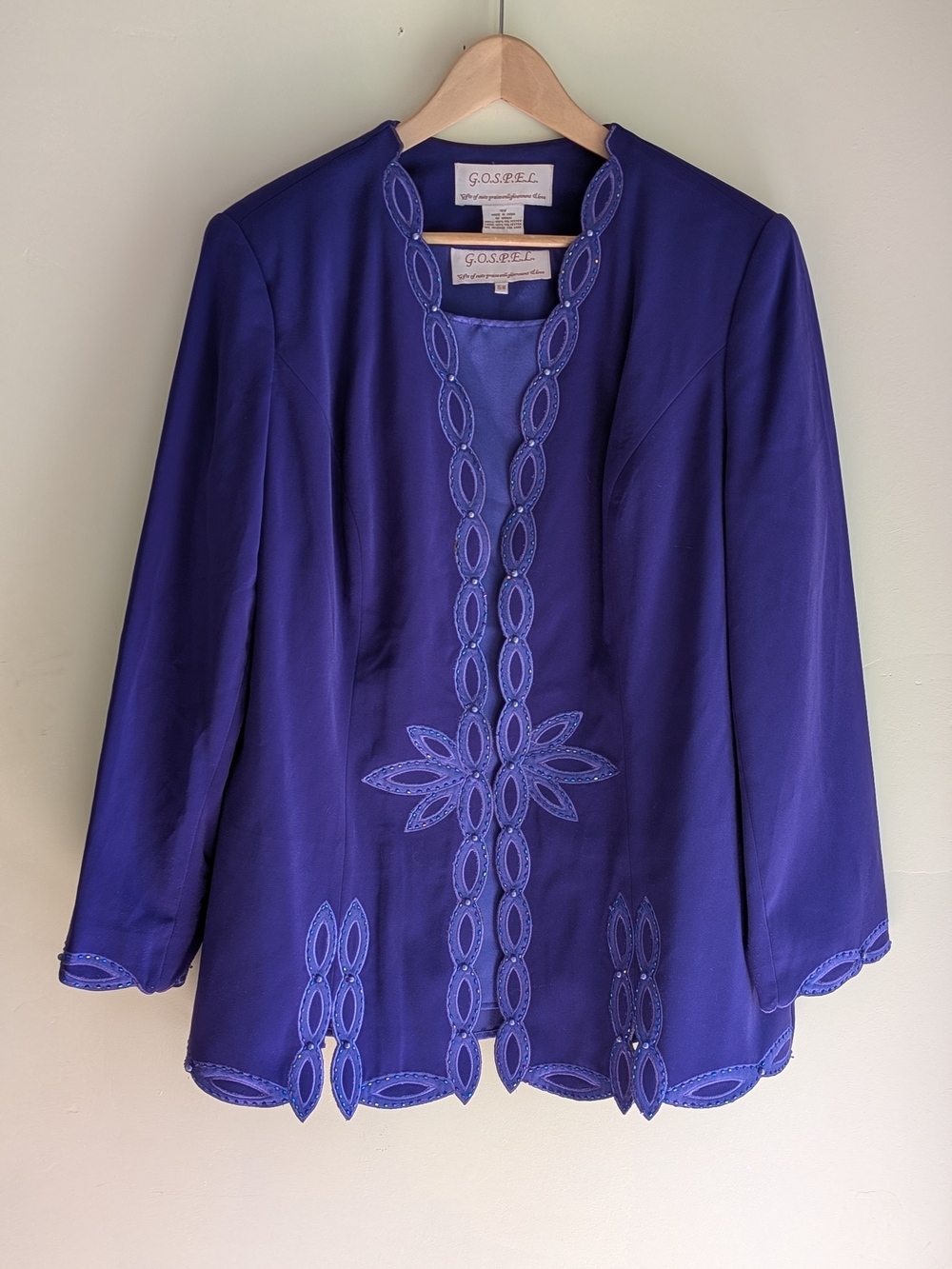 Gospel Women’s 2‑Piece Beaded Eggplant Purple Jacket & Camisole Set Size 16